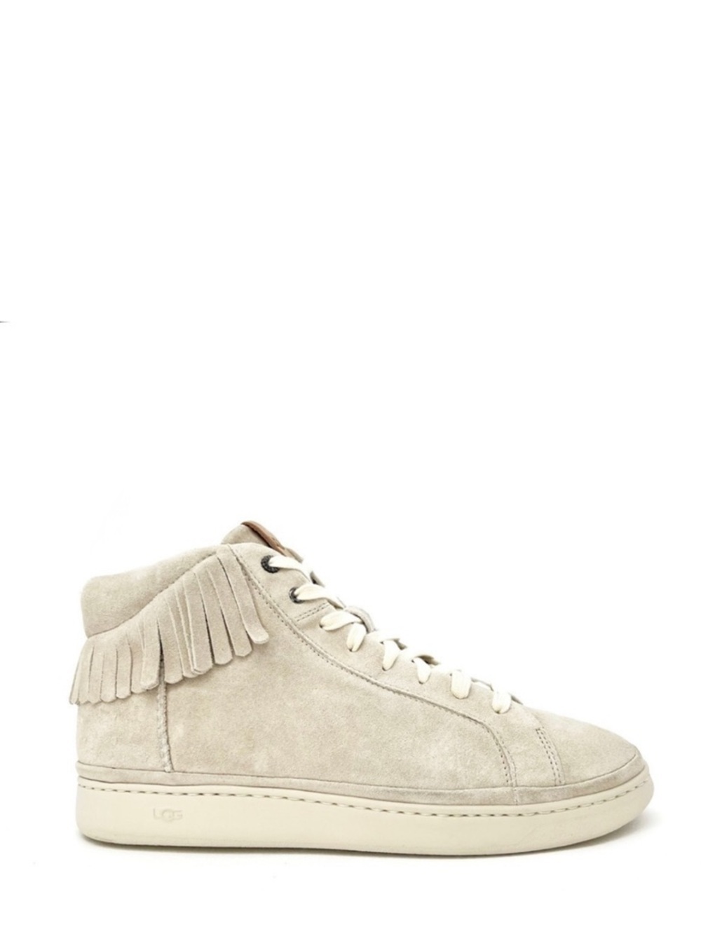NEW Ugg Cali Fringe Suede Hightop Sneakers Men’s Size 10 Beige Lace-up Brecken